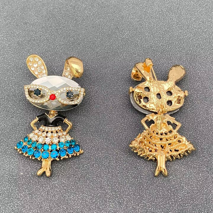 Mio Queena - Vendita all'ingrosso Spille - Spilla Creativa a Forma di Coniglio con Strass3