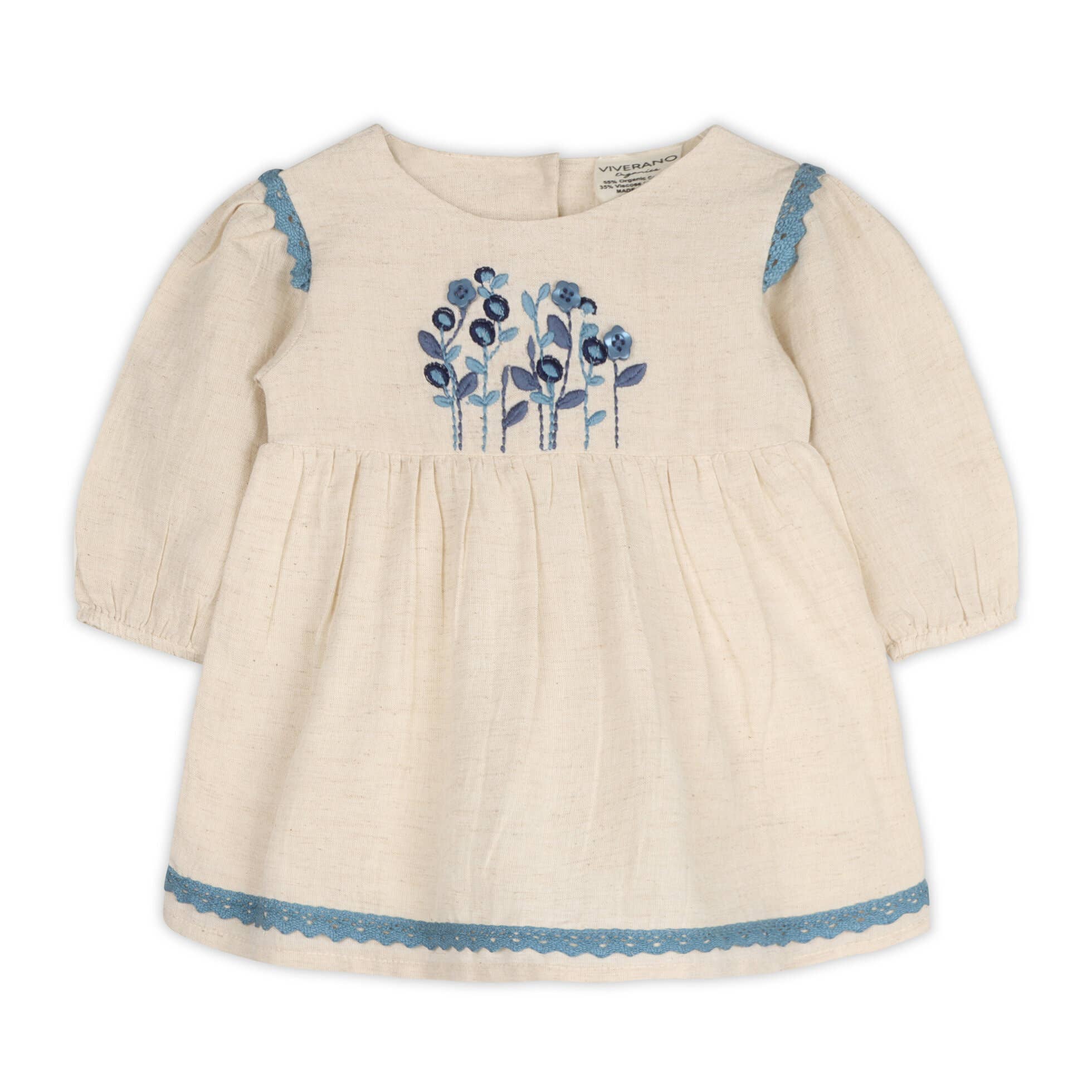 Natural Matera Embroidered Baby Dress & Bloomer (Organic Cotton) for wholesale on Faire1