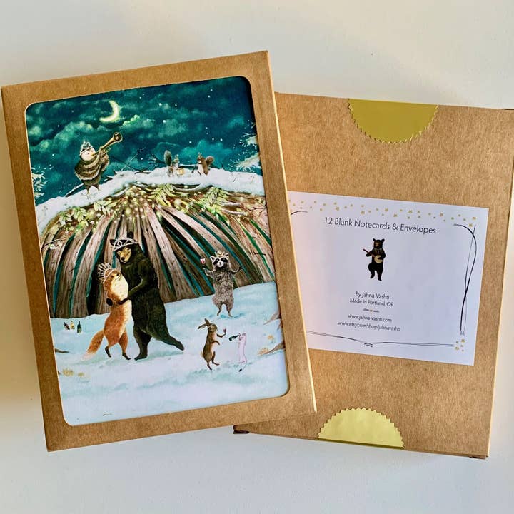 Jahna Vashti - Wholesale Season's Greetings Card - "Yuletide Enchantment" Boxed Holiday Christmas Cards / Sets of 6 or 122