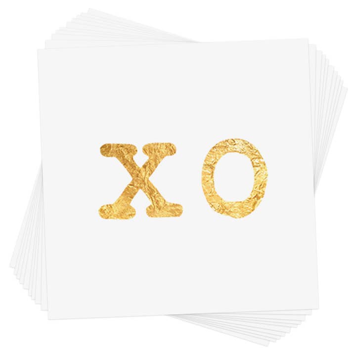 Flash Tattoos - Wholesale Temporary Tattoo - XO metallic gold Temporary Tattoo - Valentines Day