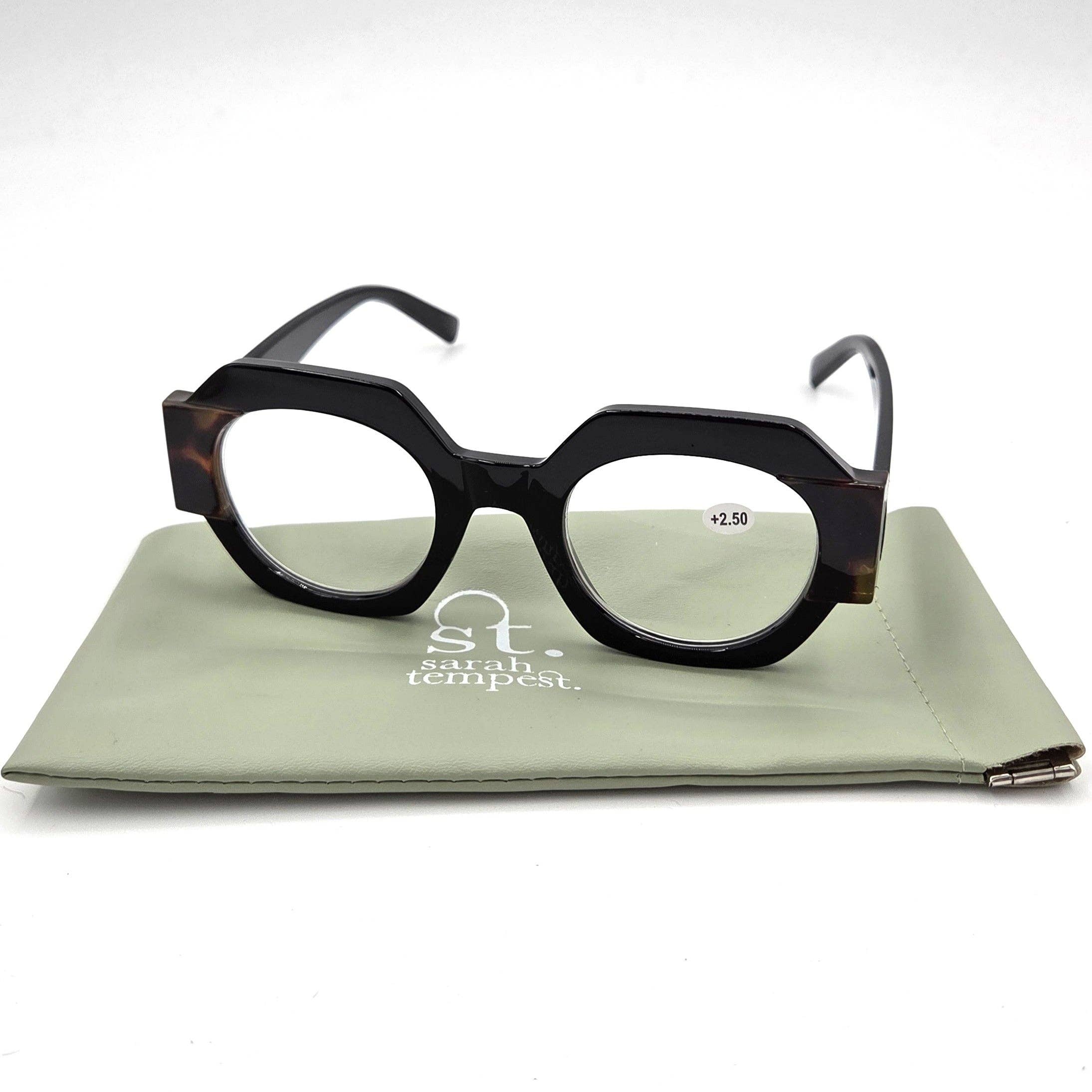 Tempest Designs - Wholesale Eyeglasses - Women's - Thick frame angular glasses with 2 tone side panel2