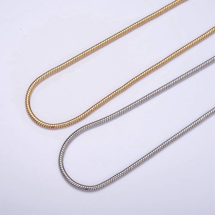 24K Gold Filled 18.5 Inch Cocoon Snake Finished Chain Necklace | WA-1010 WA-1011 for wholesale by Aim Eternal