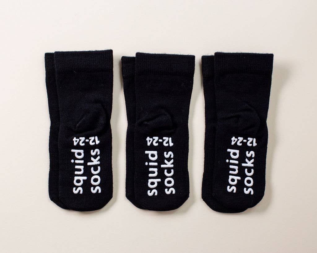 squid socks - Wholesale Sokken - Kinderen en baby - Coal - Zwarte, antislip kindersokken/babysokken met siliconen grip0