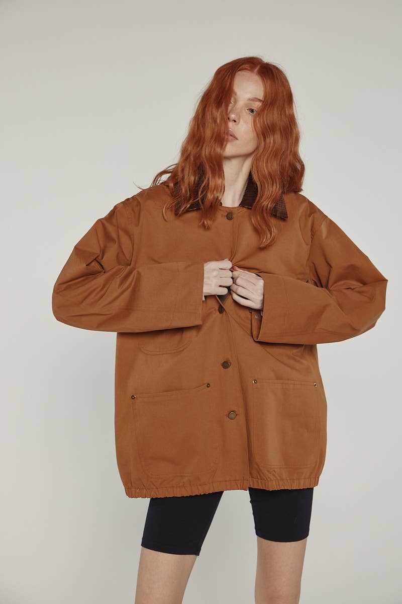 Brown Cotton worker jacket for wholesale on Faire4