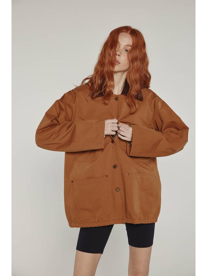 Brown Cotton worker jacket for wholesale on Faire4