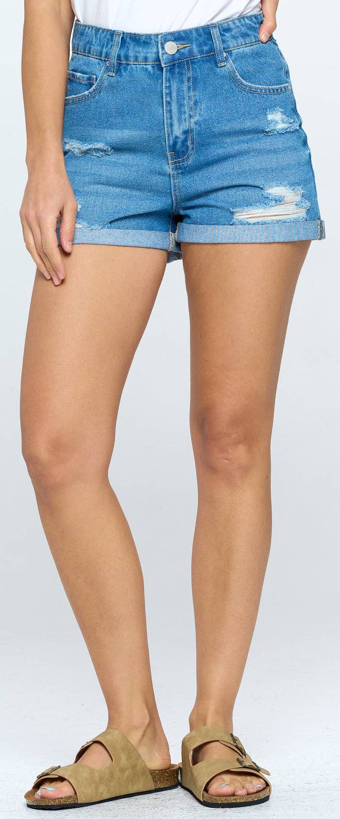 BLUE AGE - Wholesale Shorts - Women's - STRITCH HIGH RISE SOLID HEM DENIM SHORTS7