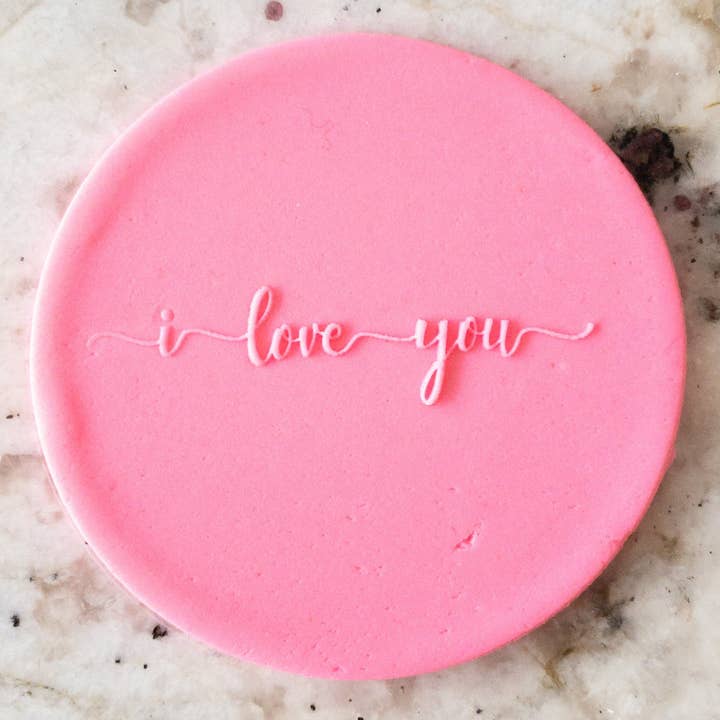 I Love You Script POPup Embosser Cookie Biscuit Stamp Val for wholesale by Cut Bake Stamp