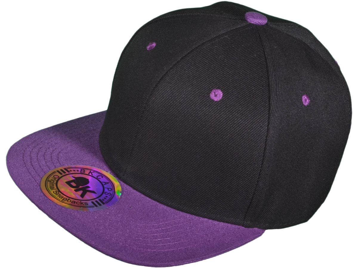 Buck Wholesale - Wholesale Flat Brim Cap - Unisex - Blank Snapback Hats - BK Caps Flat Bill Plain Vintage53