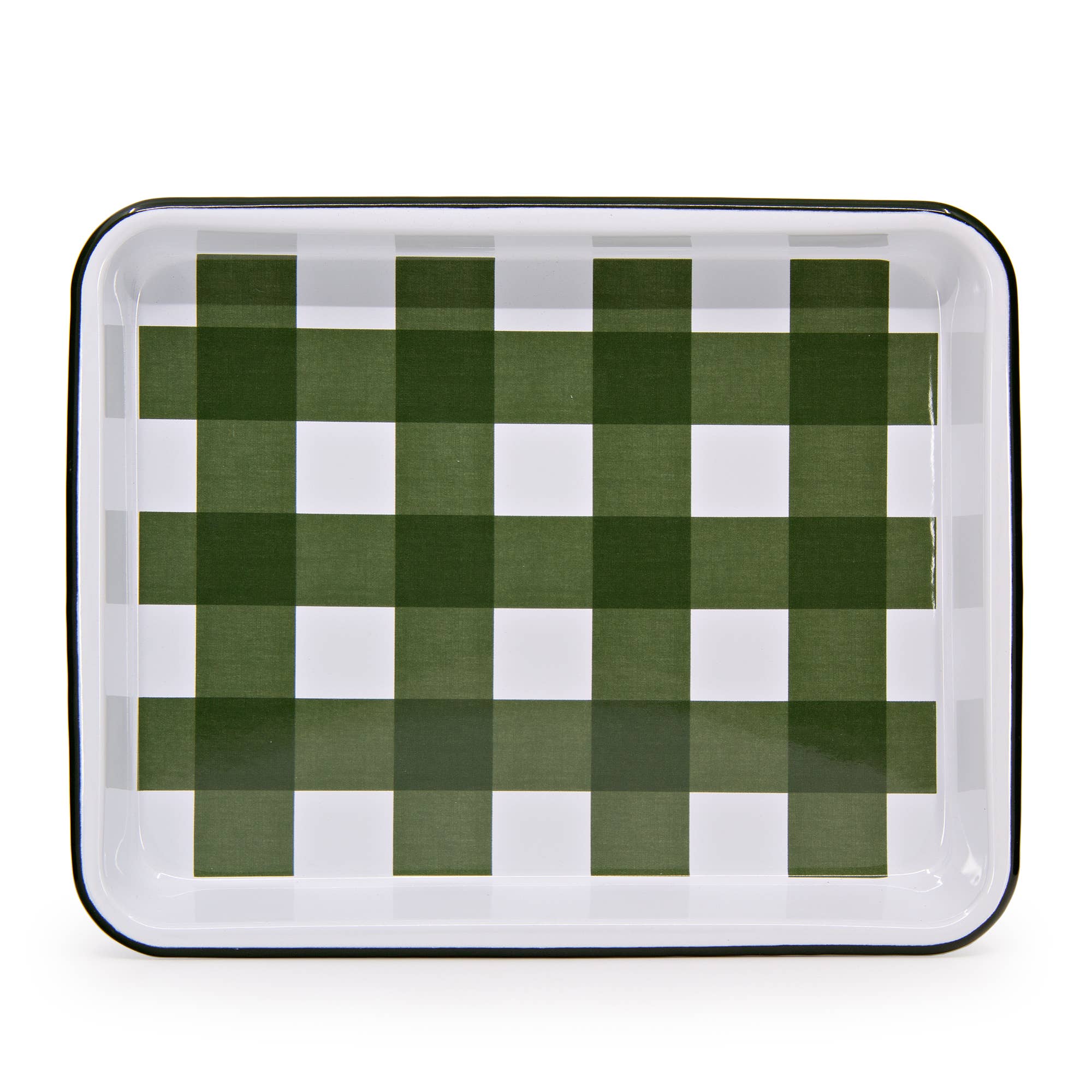 Crow Canyon Home – wholesale Serving tray – Max Humphrey x CCH Gingham Enamelware Small Rectangle Tray1