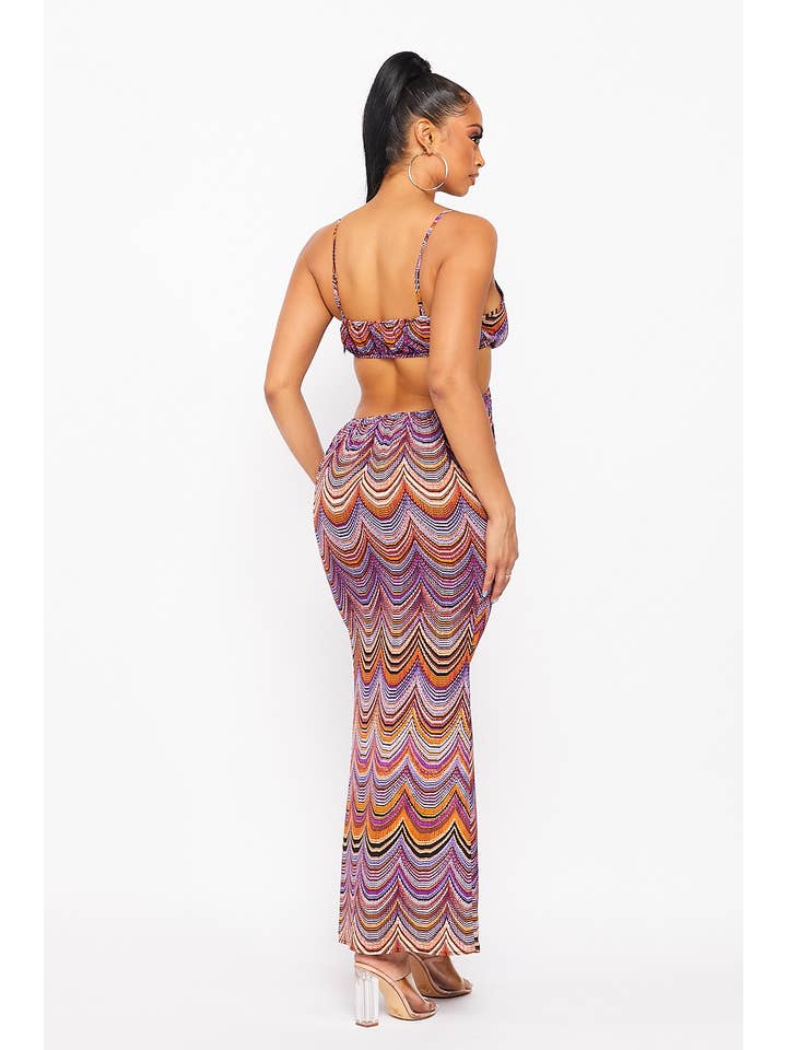 RIVIR - Wholesale Dress - Women's - CUTOUT PRINT MAXI DRESS-AM097D
