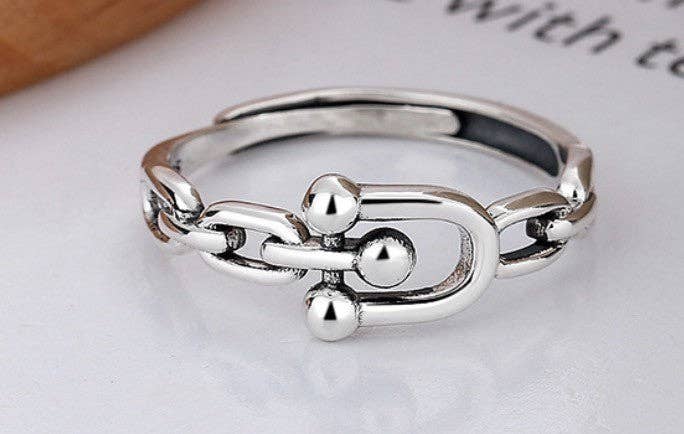 Exsito - Wholesale Band/Stacked Ring - S925 Sterling silver U-shaped horseshoe buckle1