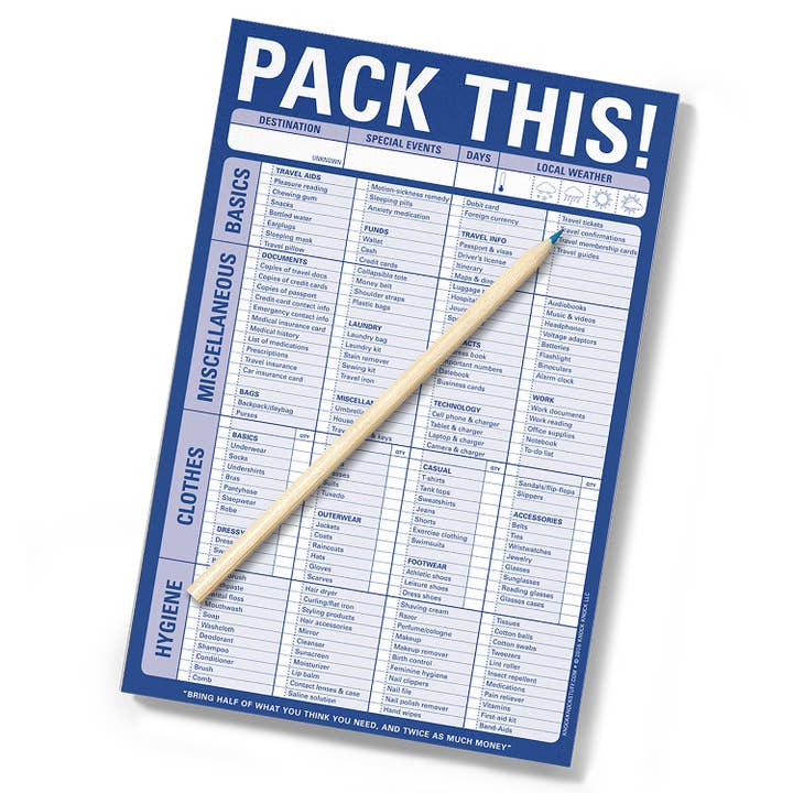 Knock Knock - Wholesale Notepad - Pack This! Pad (Blue)