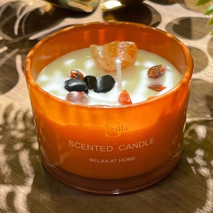 Velas perfumadas de cristal con piedras de sal del Himalaya: momentos relajantes para venta al por mayor de Scilla Rose