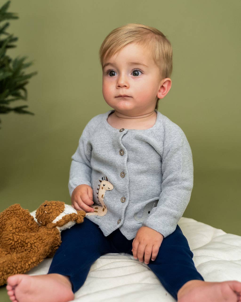 Viverano Organics - Vendita all'ingrosso Cardigan - Neonati - Cardigan in cotone biologico con ricamo animali della savana per bebé5