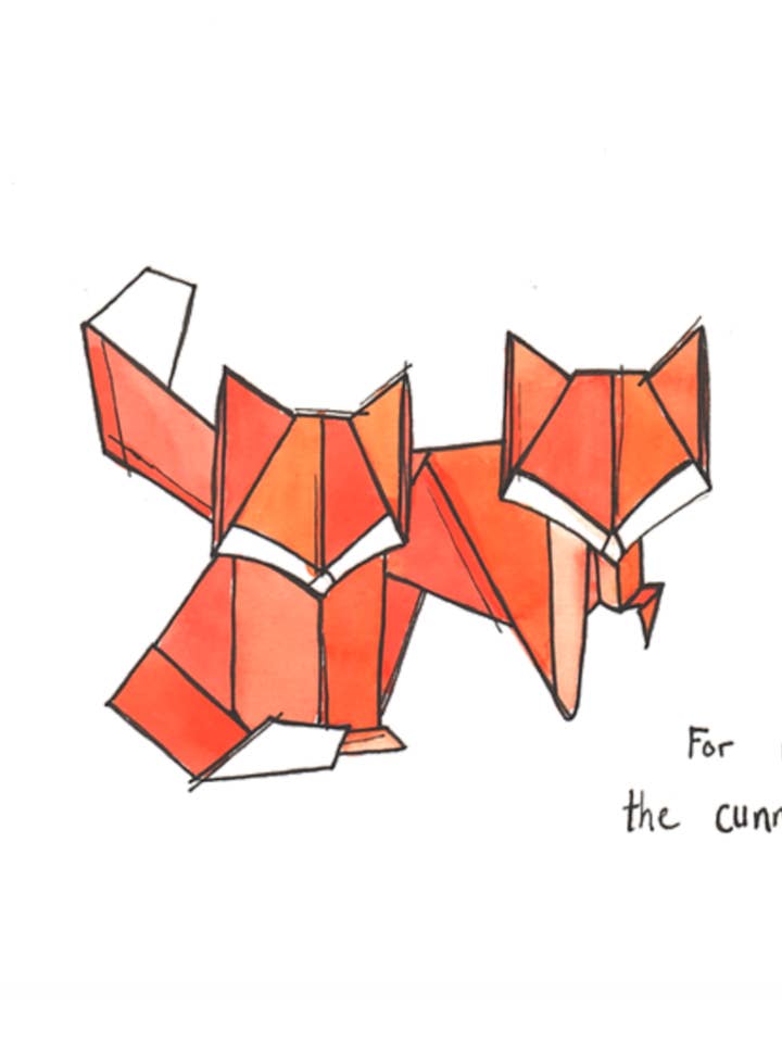 Amigos de Raposa de Origami em Aquarela Agridoce Impressão 5x7 por atacado de Marissa Tawney Thaler Illustration