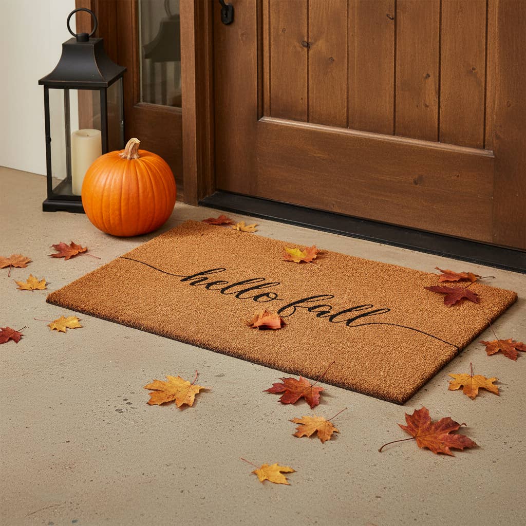 HomeRoots - Vendita all'ingrosso Zerbino - Zerbino da Esterno in Fibra di Cocco Marrone e Naturale 24" X 36" Autunno Hello Fall1