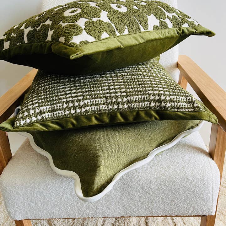 Mama and Tochter - Wholesale Throw pillow cover - Velvet Houndstooth Cushion Cover - Green2