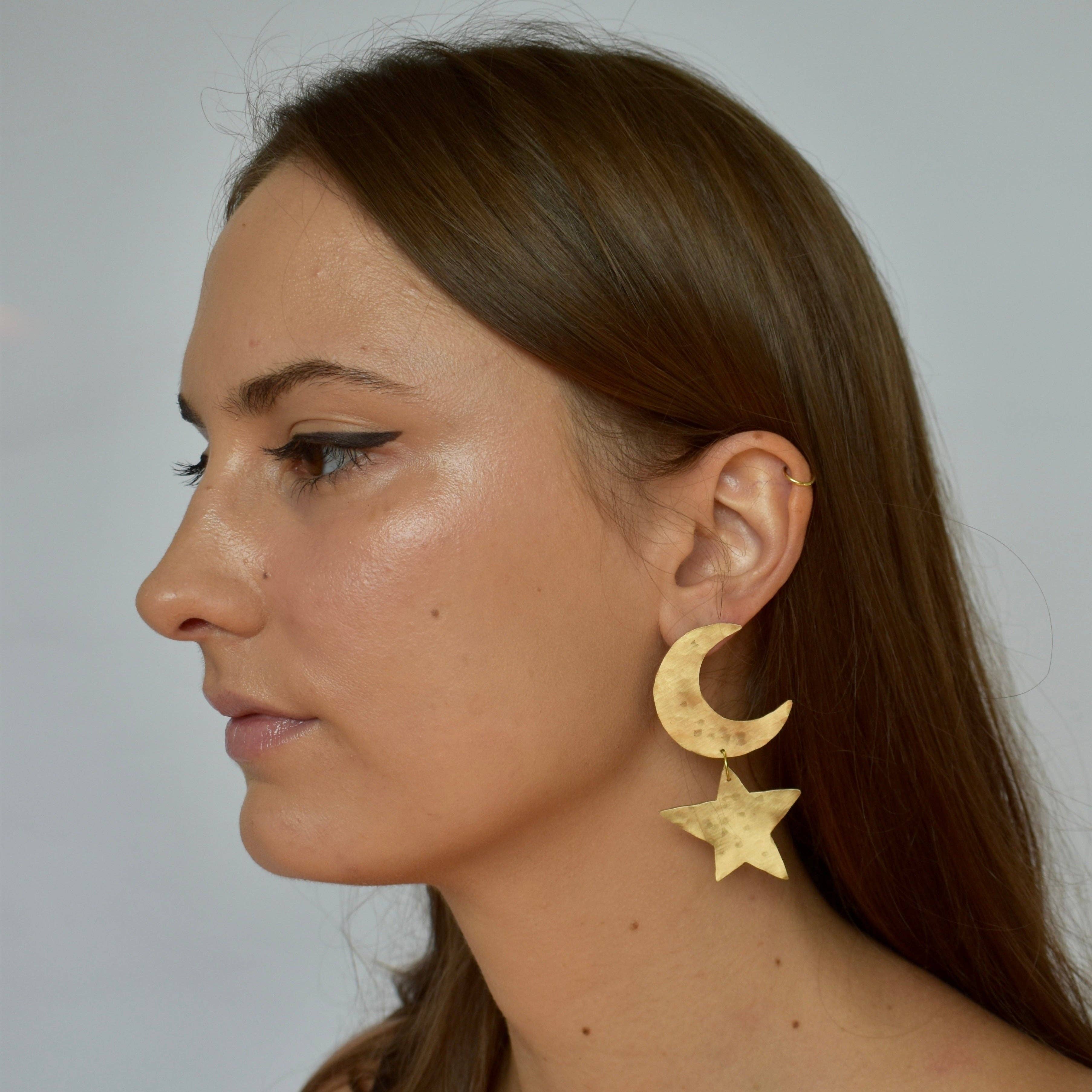 Laura Mar Jewelry - Wholesale Dangle Earrings - moon & star statement earrings - celestial statement earrings4
