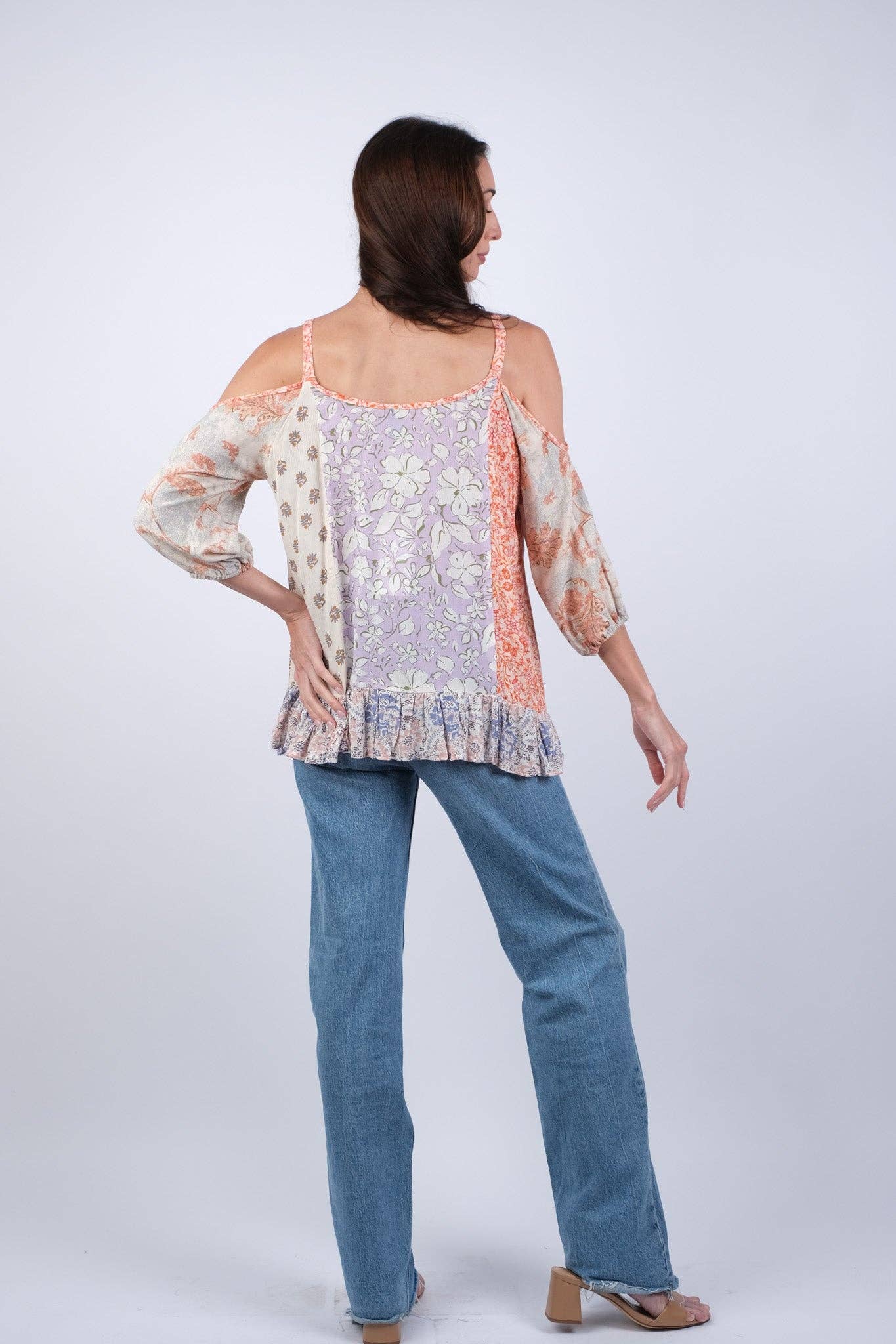 Sacred Threads - Vente Chemisier – femme - Haut d'été à épaules dénudées Rosy Mosaic XXL1