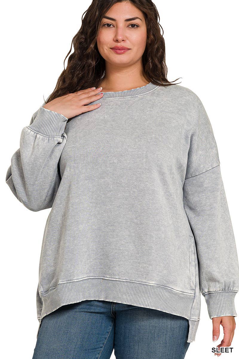 Vanilla Monkey – Sweatshirt - Mulher por atacado – Pulôver Plus Acid Wash Fleece Hi-Low12