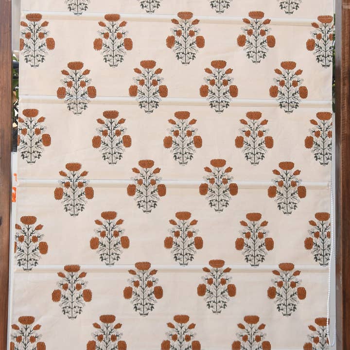Fabdivine - Wholesale Blinds - Block Print Thick Cotton Floral Roman Shade: Swadesh1