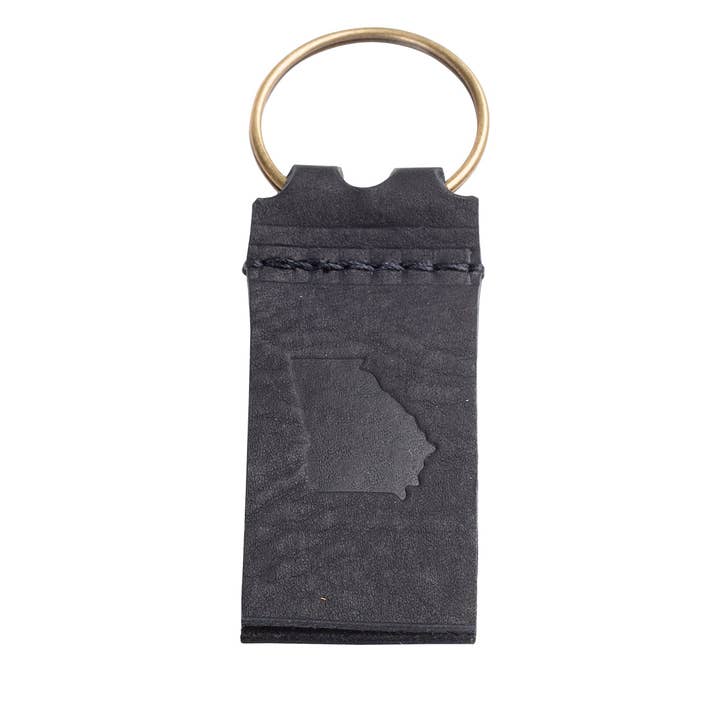 Glory Haus - Wholesale Keychain - Unisex - State of Georgia Key Chain in Black Leather