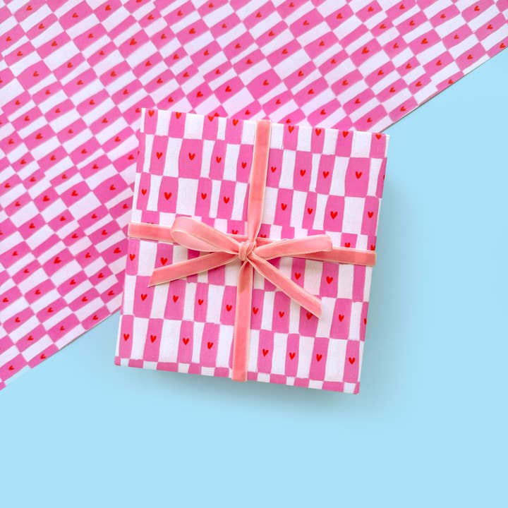 Heart Check Flat Wrapping Paper for wholesale by Ickaprint