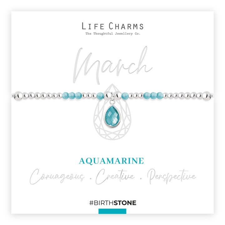 March Aquamarine Birthstone Charm Bracelet for wholesale by Life Charms