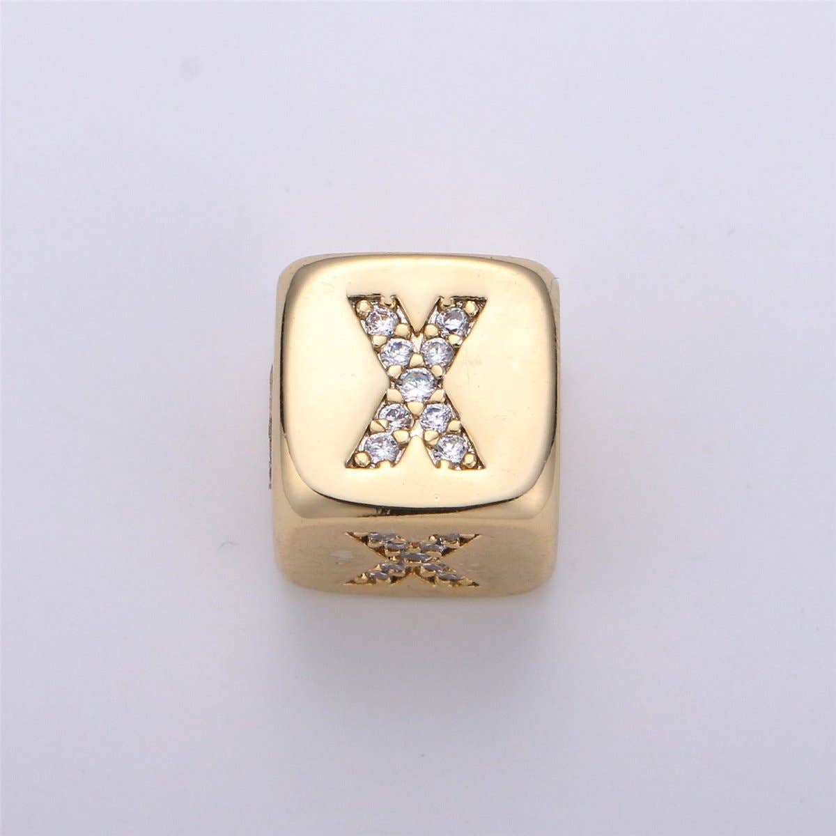Aim Eternal - Wholesale Individual Charm/Pendant - 9x9mm Gold Initial Letter Beads, Alphabet Beads, Initial Beads, Alphabet Blocks Micro Pave Initial Block Charm for Bracelet Necklace Supply23