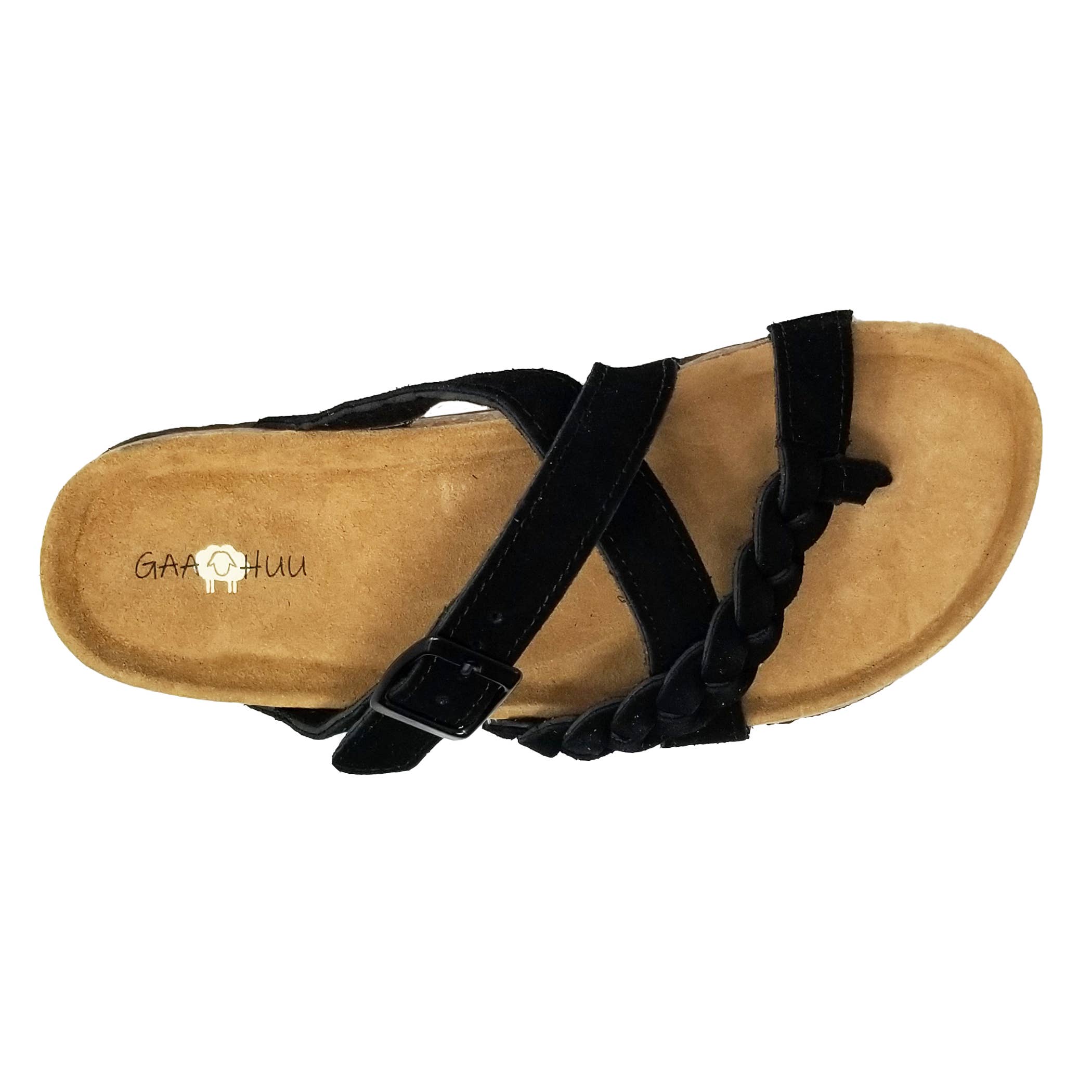 gaahuu - Wholesale Sandals - Women's - Braided Criss Cross Buckled Leather Footbed Sandal3