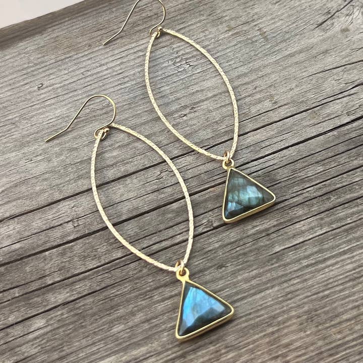 Marquis w/ Labradorite Triangle Earring for wholesale by mercer & jayne