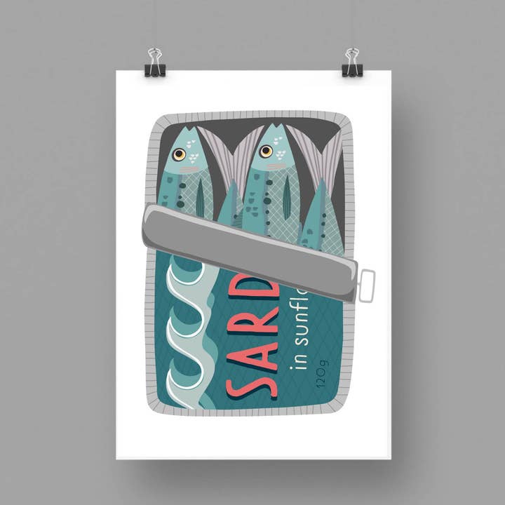 'Sardine Tin' Art Print for wholesale by Joanne de Pace Design Studio