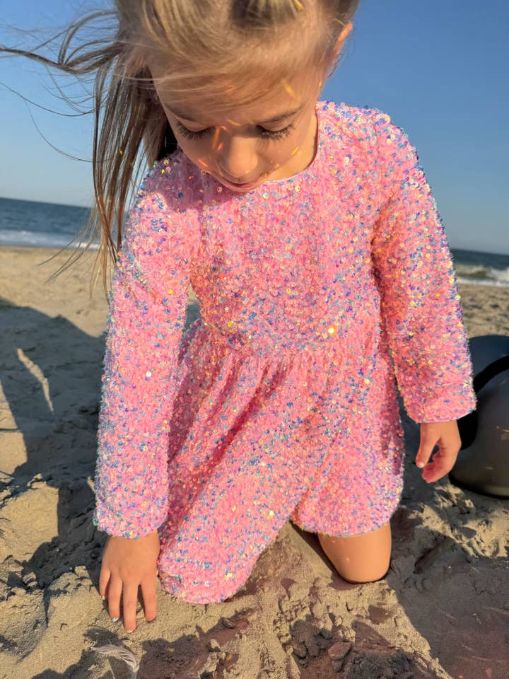 Ellie and Mila - Venta al por mayor Vestido - Niños - Vestido rosa con lentejuelas2