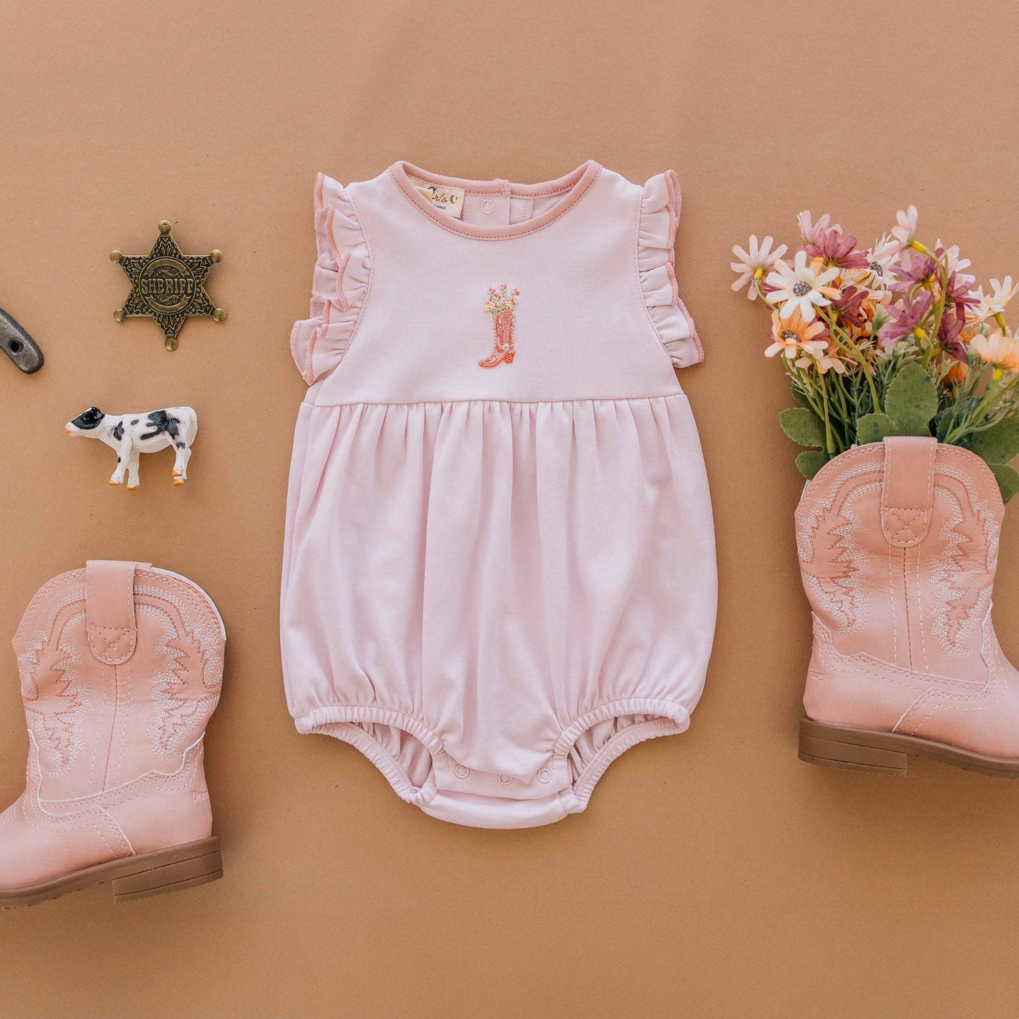Magnolia Baby - Wholesale Bodysuit (Non-Footed) - Baby - Boots and Blooms Bubble - Pink0