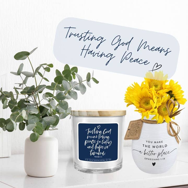 Dicksons - Wholesale Jar/Filled Candle - LCP Soy Candle Trusting God Means Peace 13Oz2