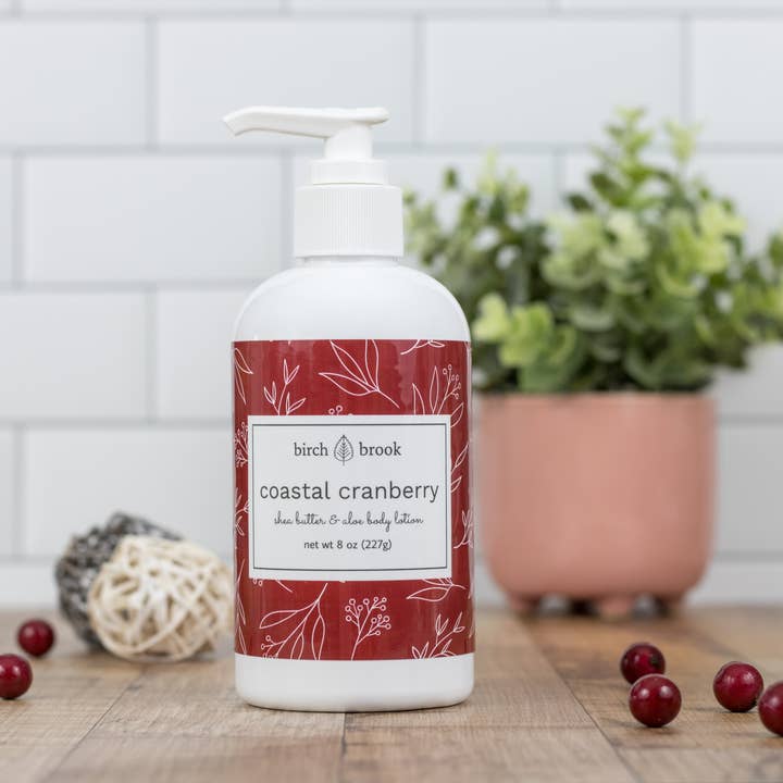 Coastal Cranberry Hand and Body Lotion 8 oz for wholesale by Birch Brook Soaps