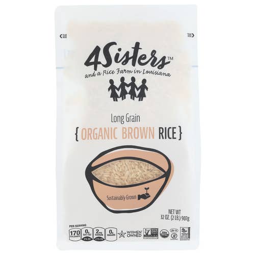 KeHE Distributors, LLC - Wholesale Rice - 4Sisters Organic Long Grain Brown Rice, 32oz