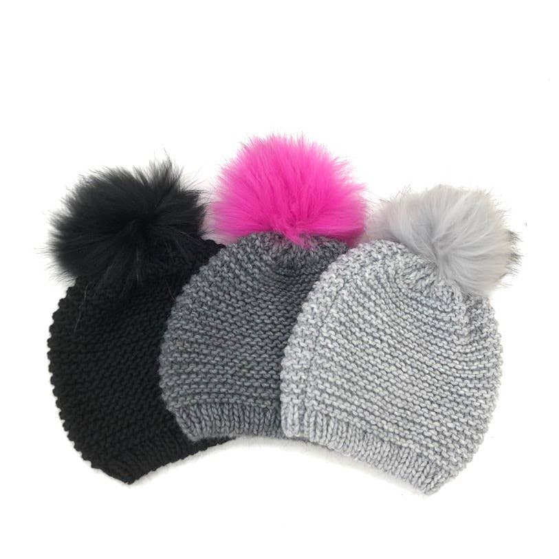 MILANO AMOUR - Wholesale Beanie - Women's - HAT WOOL BEANIE WITH REAL FUR POM POM15