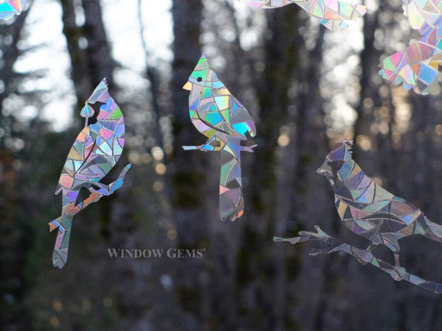 Window Gems - Wholesale Suncatcher - Cardinal Window Prismatic Decals - bird strike prevention2