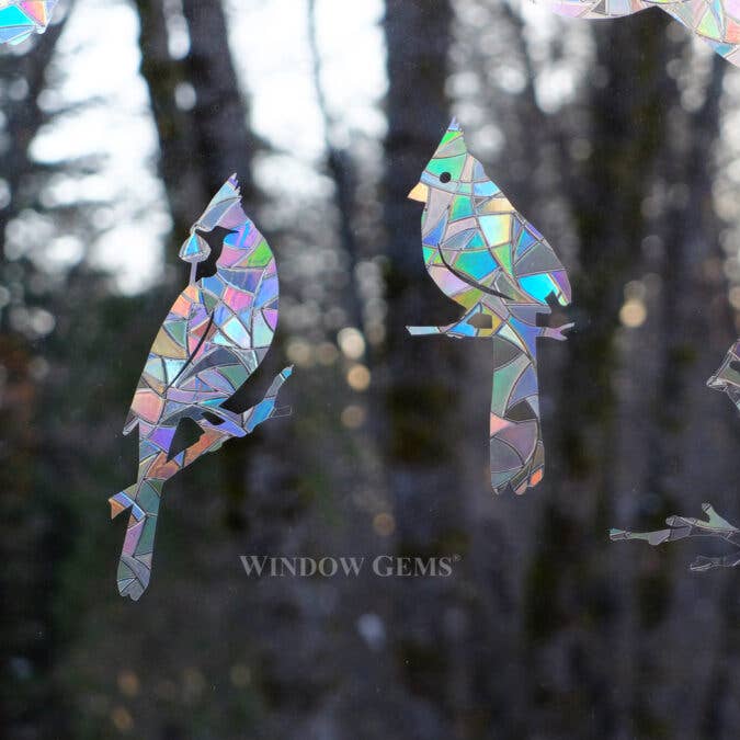 Window Gems - Wholesale Suncatcher - Cardinal Window Prismatic Decals - bird strike prevention2