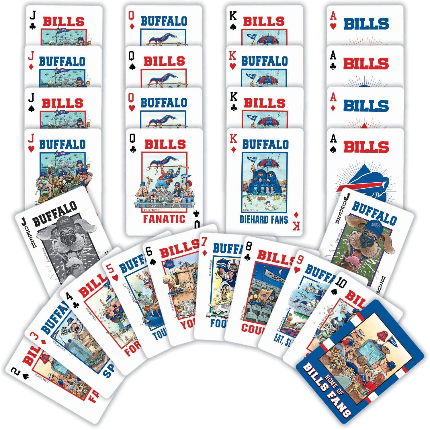 Masterpieces Puzzles - Vente Jeu de cartes - Cartes à jouer Buffalo Bills Fan Deck - Jeu de 54 cartes1