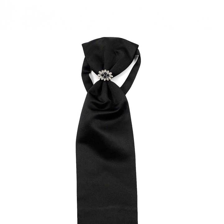 Ascot Tie With Jewel Ring - Black for wholesale on Faire0