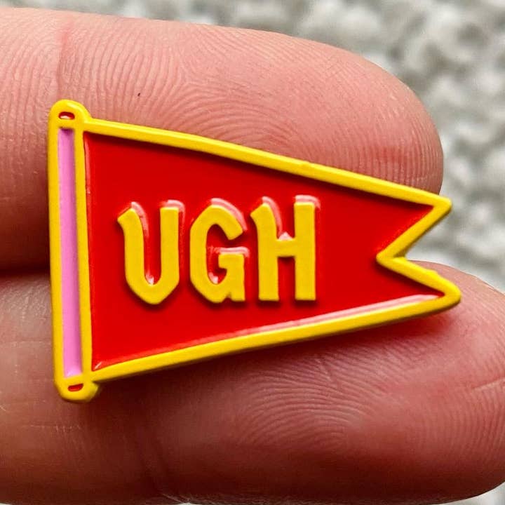 Ugh Enamel Pin - Soft Enamel Lapel Pin Moody Saying Red Flag for wholesale by Lil Boat Boutique