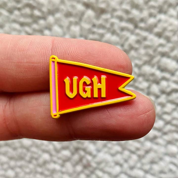 Ugh Enamel Pin - Soft Enamel Lapel Pin Moody Saying Red Flag for wholesale by Lil Boat Boutique
