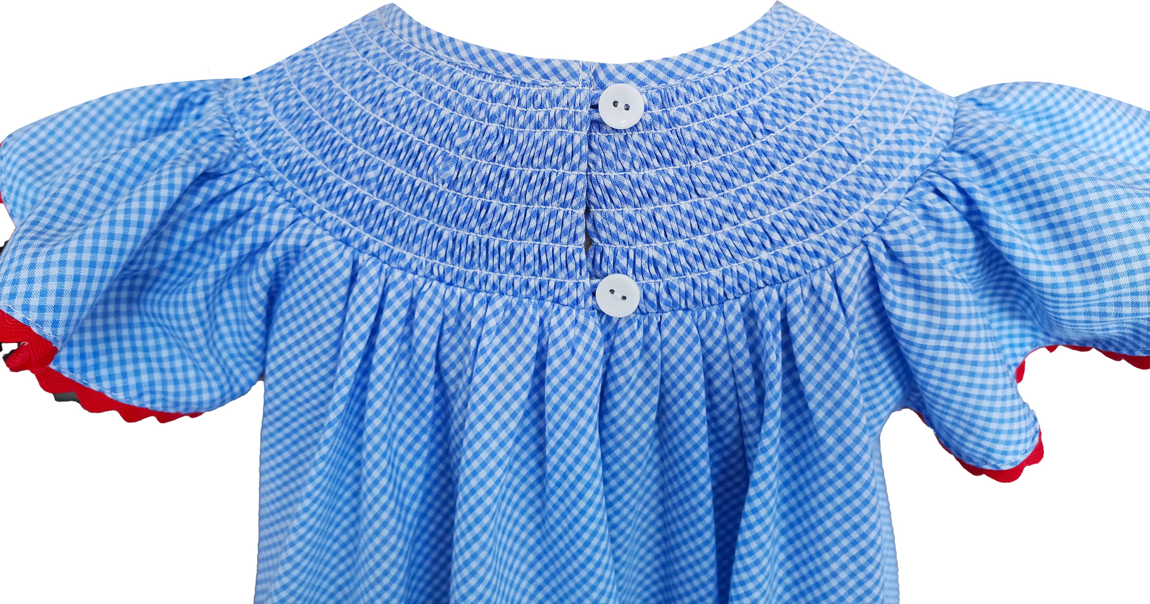 Angeline Kids – Großhandel Kleid – Kinder – Gesmoktes Kleid für Mädchen, patriotische Flagge der USA, 4. Juli2