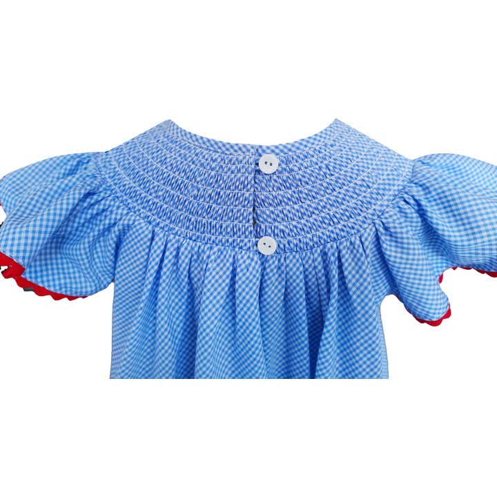 Angeline Kids – Großhandel Kleid – Kinder – Gesmoktes Kleid für Mädchen, patriotische Flagge der USA, 4. Juli2