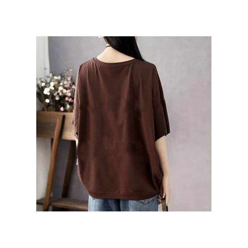 UZ Wholesale Store - Vendita all'ingrosso Maglietta - Donna - T-shirt casual dalla vestibilità rilassata con pannelli a righe4