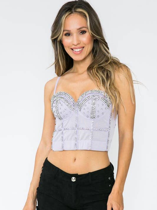 K-Pop Rhinestone Mesh Bustier for wholesale by Lydia USA