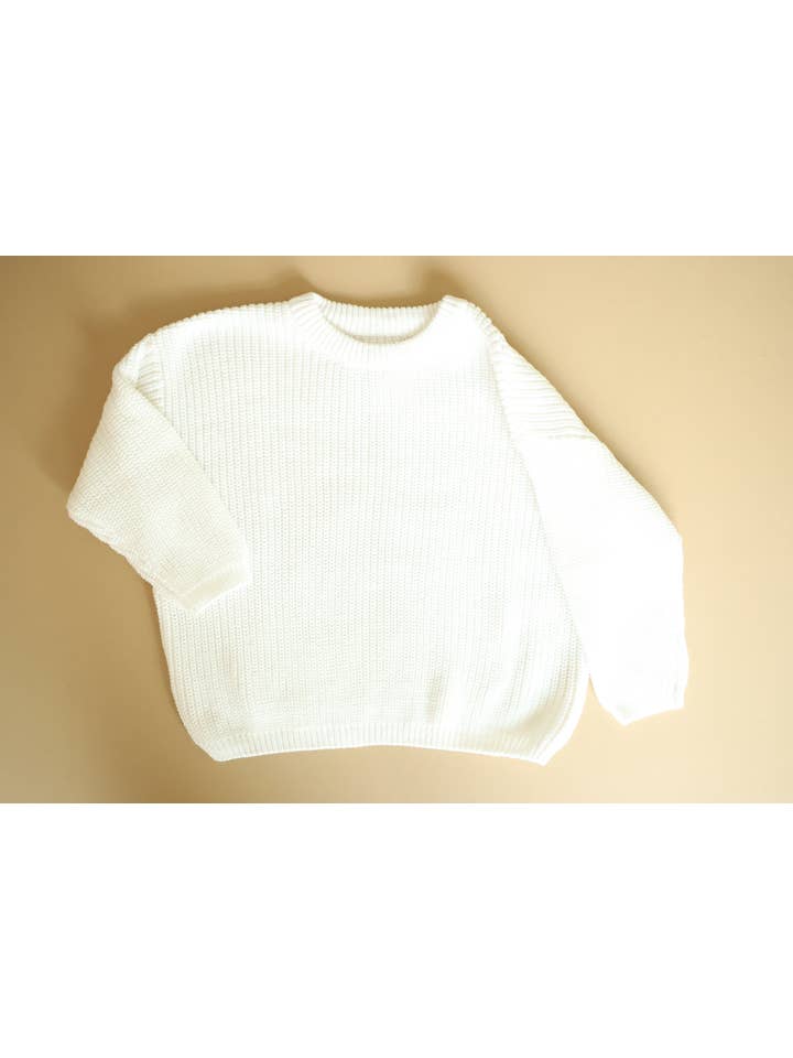 White Sweater Organic knit toddler/kids- oversized clothes for wholesale on Faire3