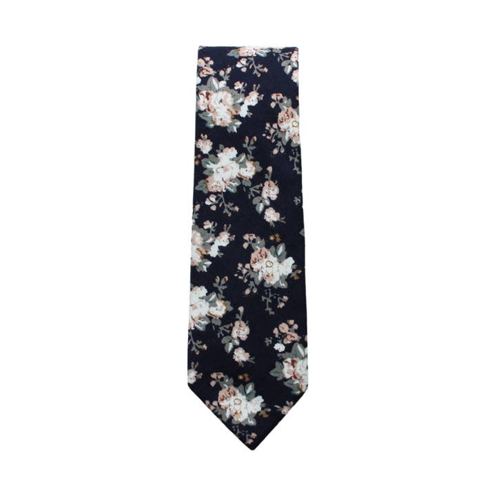 Kai Azul Escuro Skinny Tie Floral por atacado de Tie Mood